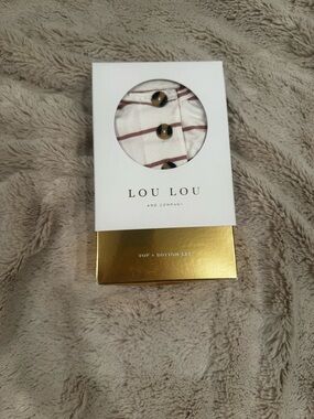 Lou Lou & Company Striped Top & Bottom Set - White with Pink Stripes